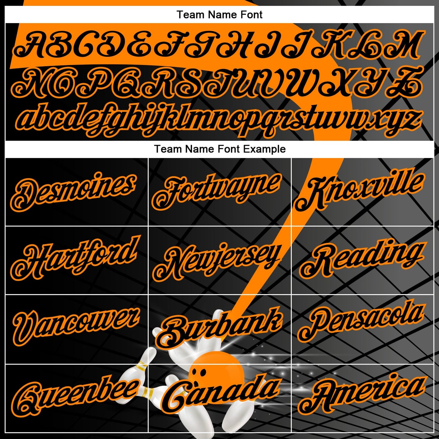 Custom Black-Bay Orange Bowling Geometric Grid Performance Polo Shirt
