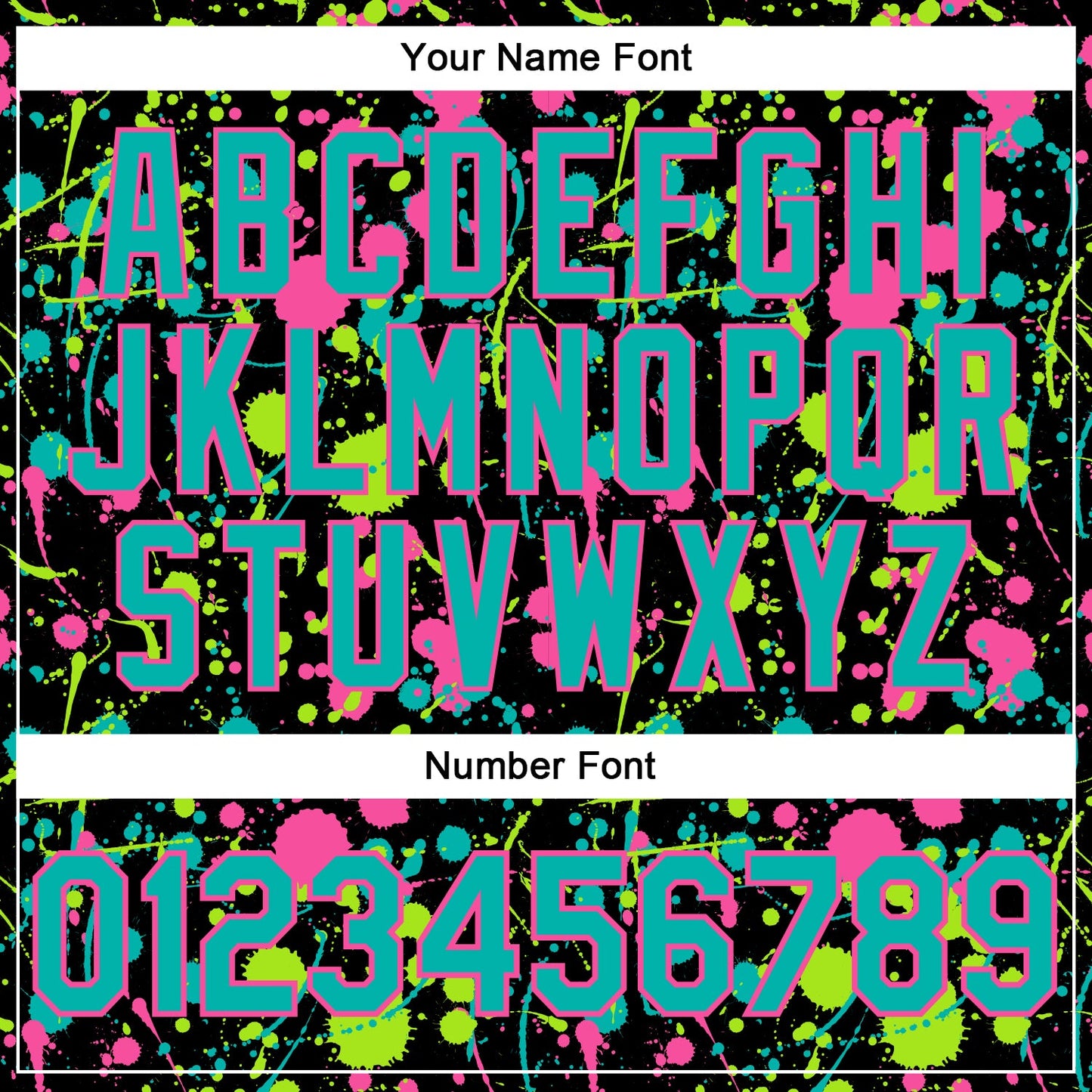 Custom Graffiti Pattern Aqua Black Pink-Neon Green Vibrant Multi-Color Abstract Splatter Performance Polo Shirt