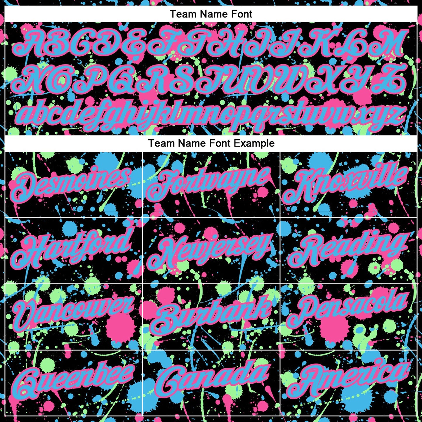 Custom Graffiti Pattern Sky Blue Black Pink-Pea Green Vibrant Multi-Color Abstract Splatter Performance Polo Shirt