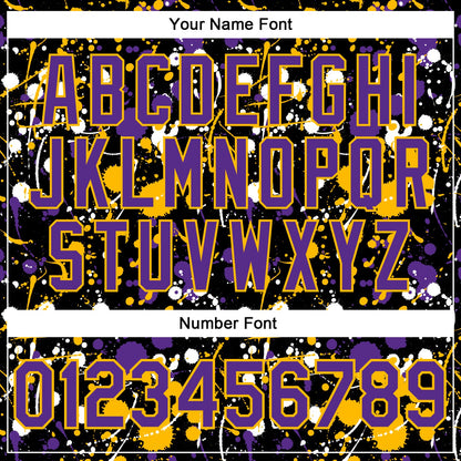 Custom Graffiti Pattern Purple Black Gold-White Vibrant Multi-Color Abstract Splatter Performance Polo Shirt