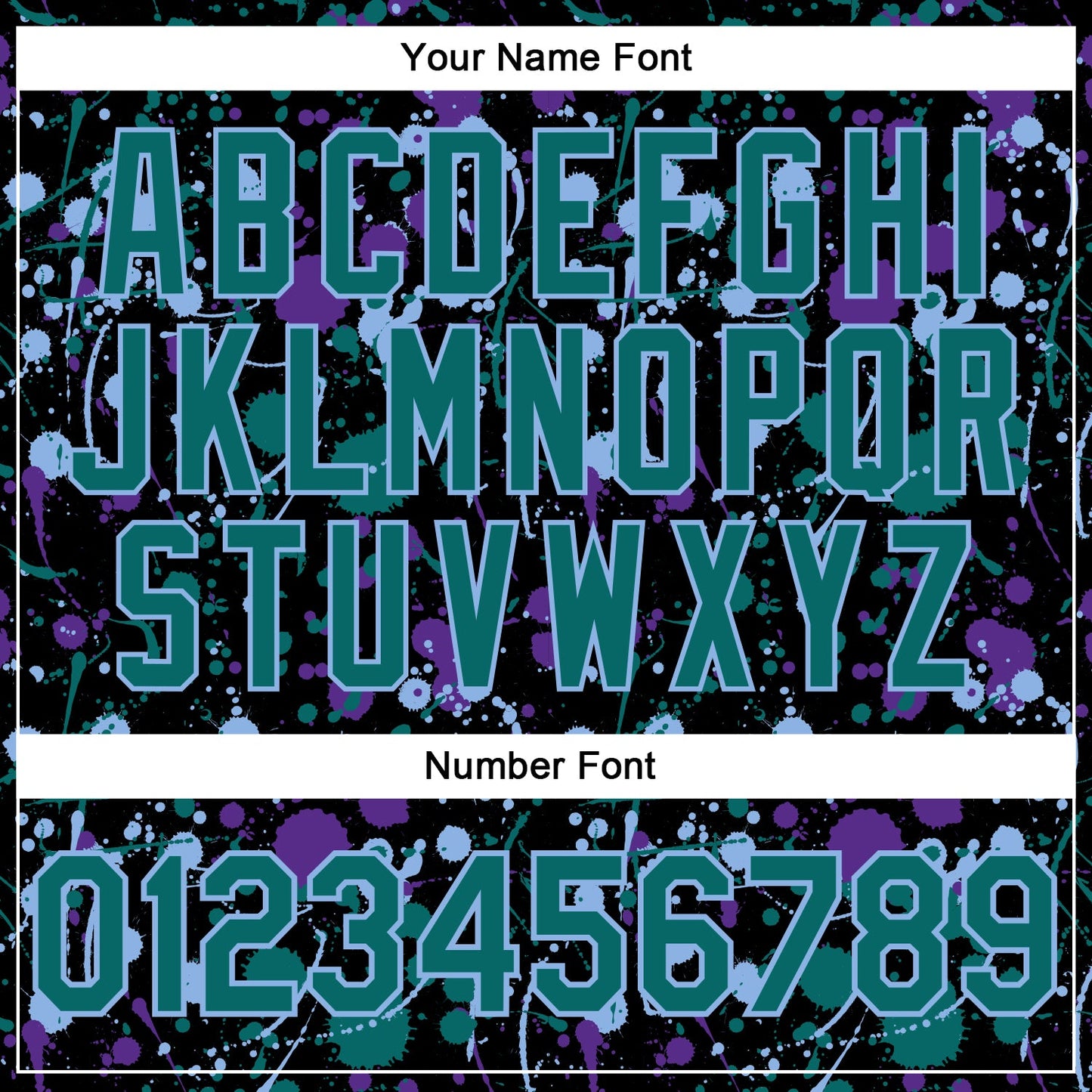 Custom Graffiti Pattern Teal Black Purple-Light Blue Vibrant Multi-Color Abstract Splatter Performance Polo Shirt
