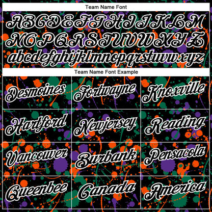 Custom Graffiti Pattern Black Kelly Green Old Gold Orange-White Vibrant Multi-Color Abstract Splatter Performance Polo Shirt
