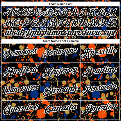 Custom Graffiti Pattern Black Royal Orange Old Gold-White Vibrant Multi-Color Abstract Splatter Performance Polo Shirt