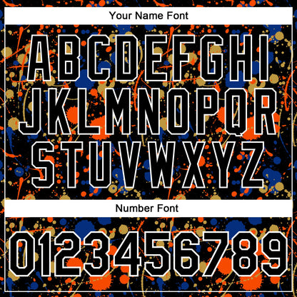 Custom Graffiti Pattern Black Royal Orange Old Gold-White Vibrant Multi-Color Abstract Splatter Performance Polo Shirt