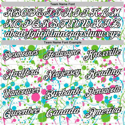 Custom Graffiti Pattern White Pink Aurora Green Lakes Blue-Black Vibrant Multi-Color Abstract Splatter Performance Polo Shirt