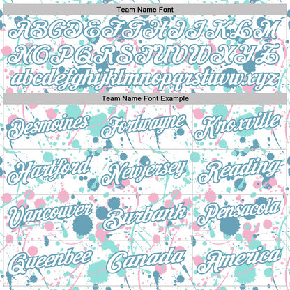 Custom Graffiti Pattern White Shadow Blue Ice Blue-Light Pink Vibrant Multi-Color Abstract Splatter Performance Polo Shirt