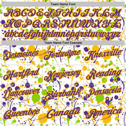 Custom Graffiti Pattern Purple White Neon Green-Gold Vibrant Multi-Color Abstract Splatter Performance Polo Shirt