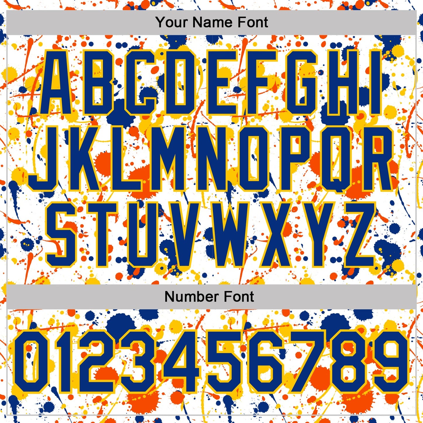 Custom Graffiti Pattern Royal White Orange-Yellow Vibrant Multi-Color Abstract Splatter Performance Polo Shirt