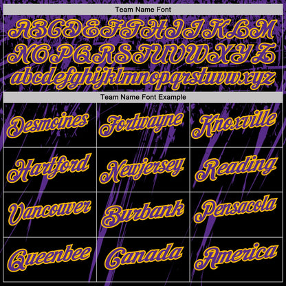 Custom Black Purple-Gold Distressed Scratch Brush Stroke Performance Polo Shirt