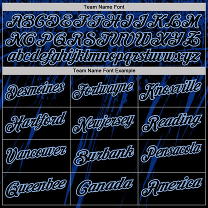 Custom Black Royal-Light Blue Distressed Scratch Brush Stroke Performance Polo Shirt