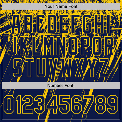 Custom Navy-Yellow Distressed Scratch Brush Stroke Performance Polo Shirt