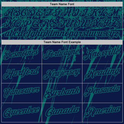 Custom Navy-Teal Distressed Scratch Brush Stroke Performance Polo Shirt