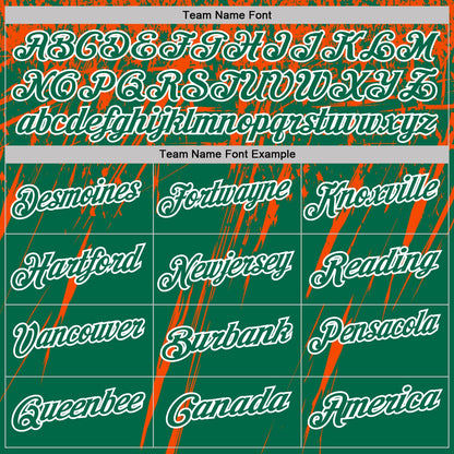 Custom Kelly Green Orange-White Distressed Scratch Brush Stroke Performance Polo Shirt
