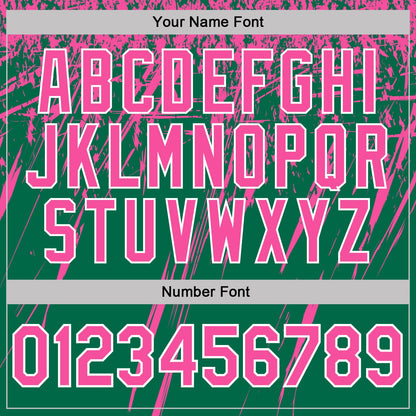 Custom Kelly Green Pink-White Distressed Scratch Brush Stroke Performance Polo Shirt