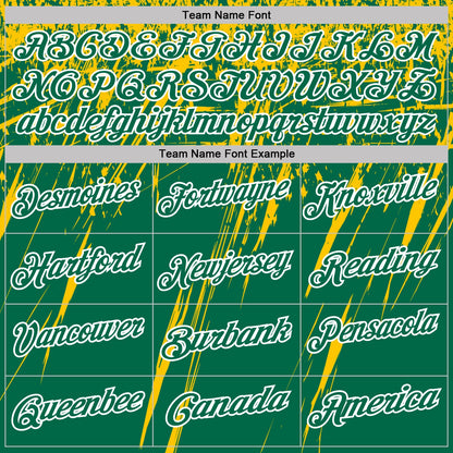 Custom Kelly Green Yellow-White Distressed Scratch Brush Stroke Performance Polo Shirt