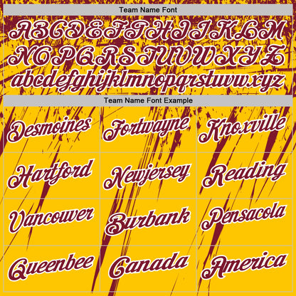 Custom Yellow Crimson-White Distressed Scratch Brush Stroke Performance Polo Shirt