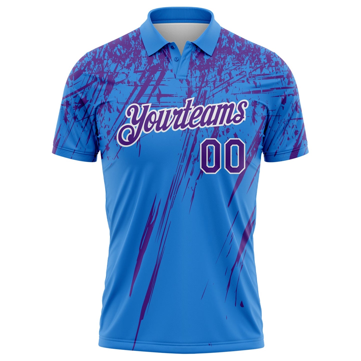 Custom Powder Blue Purple-White Distressed Scratch Brush Stroke Performance Polo Shirt