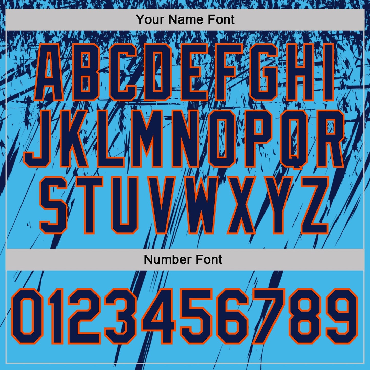Custom Sky Blue Navy-Orange Distressed Scratch Brush Stroke Performance Polo Shirt