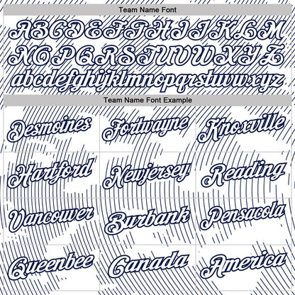 Custom White-Navy 3D Pattern Abstract Fluid Line Performance Polo Shirt