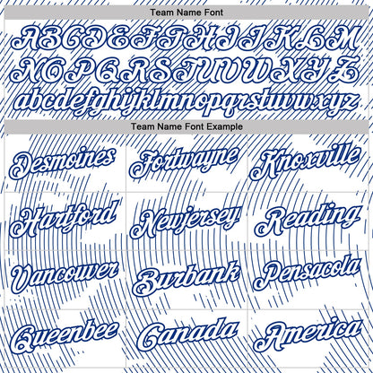 Custom White-Royal 3D Pattern Abstract Fluid Line Performance Polo Shirt