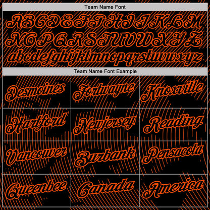 Custom Black-Orange 3D Pattern Abstract Fluid Line Performance Polo Shirt
