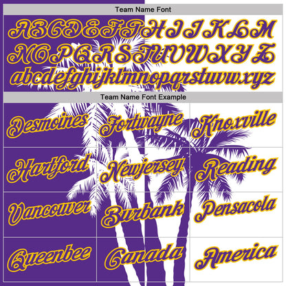 Custom White Purple-Yellow Hawaii Tropical Coastal Palm Trees Performance Polo Shirt