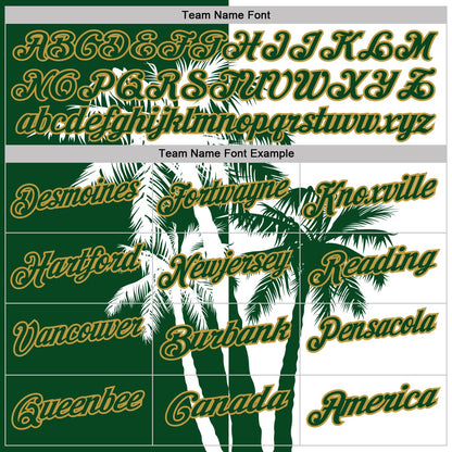 Custom White Green-Old Gold Hawaii Tropical Coastal Palm Trees Performance Polo Shirt