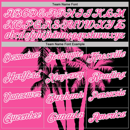 Custom Black Pink-White Hawaii Tropical Coastal Palm Trees Performance Polo Shirt
