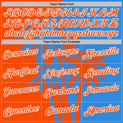 Custom Powder Blue Orange-White Hawaii Tropical Coastal Palm Trees Performance Polo Shirt