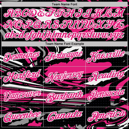 Custom Black Hot Pink Gray-White 3D Pattern Abstract Fluid Marble Performance Polo Shirt