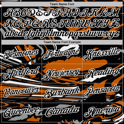 Custom Black Texas Orange Gray-White 3D Pattern Abstract Fluid Marble Performance Polo Shirt