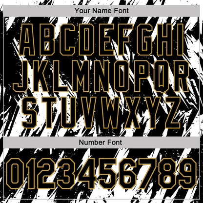 Custom Black White-Old Gold Torn Sharp Brush Stroke Splatter Performance Polo Shirt