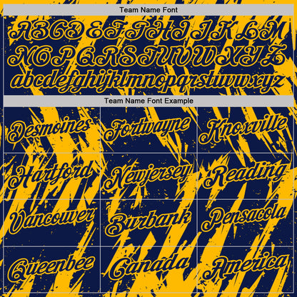 Custom Navy-Gold Torn Sharp Brush Stroke Splatter Performance Polo Shirt