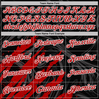 Custom Black Red-White Brush Stroke Splatter Liquid Swirl Performance Polo Shirt