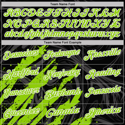 Custom Black Neon Green-White Brush Stroke Splatter Liquid Swirl Performance Polo Shirt