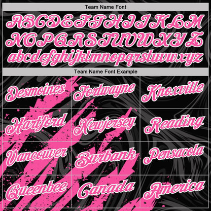 Custom Black Pink-White Brush Stroke Splatter Liquid Swirl Performance Polo Shirt