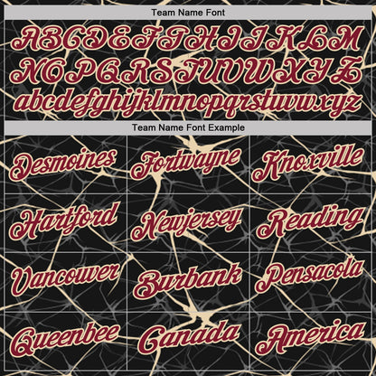 Custom Black Crimson-City Cream 3D Pattern Abstract Network Crackle Performance Polo Shirt