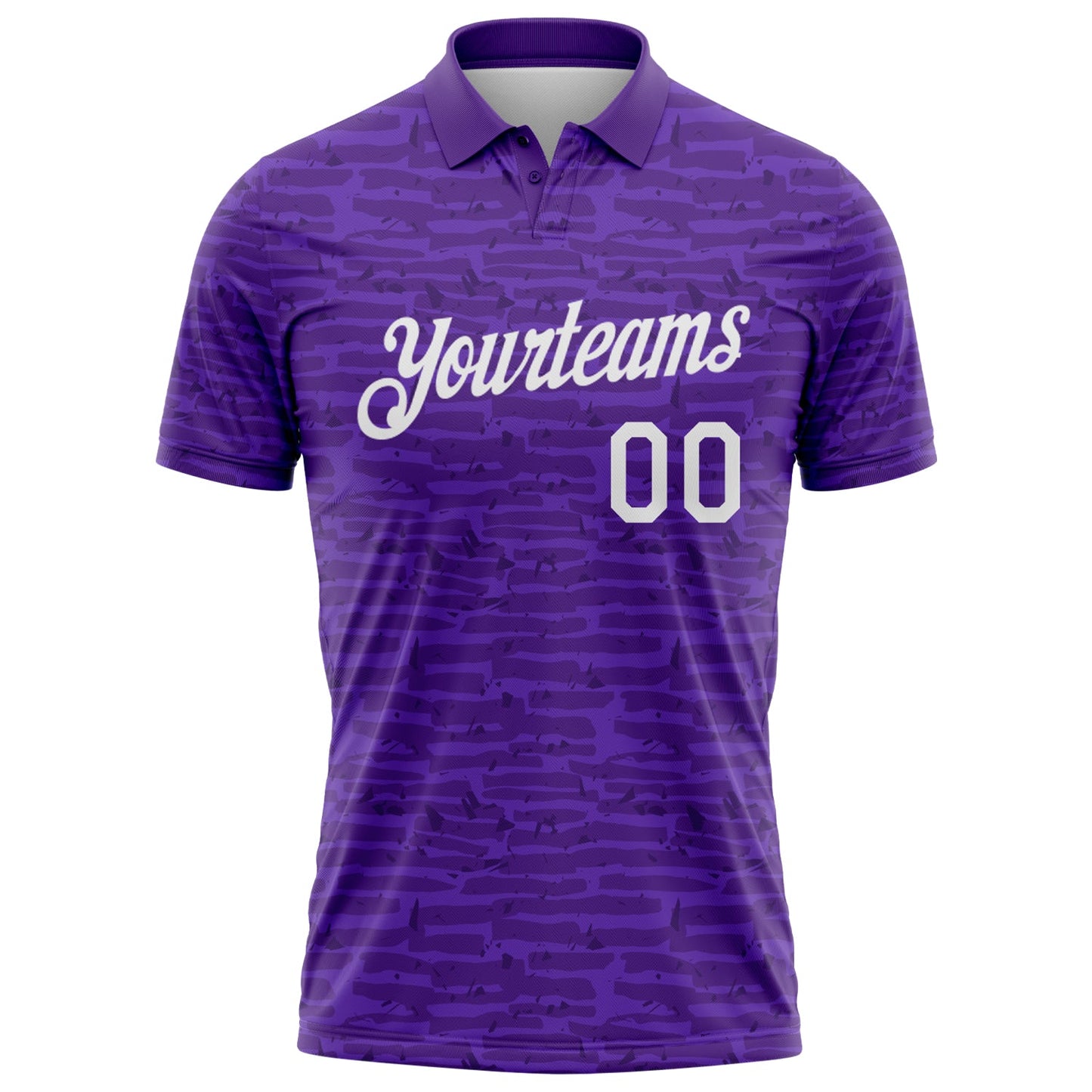 Custom Purple-White Distressed Fragment Brush Stroke Performance Polo Shirt