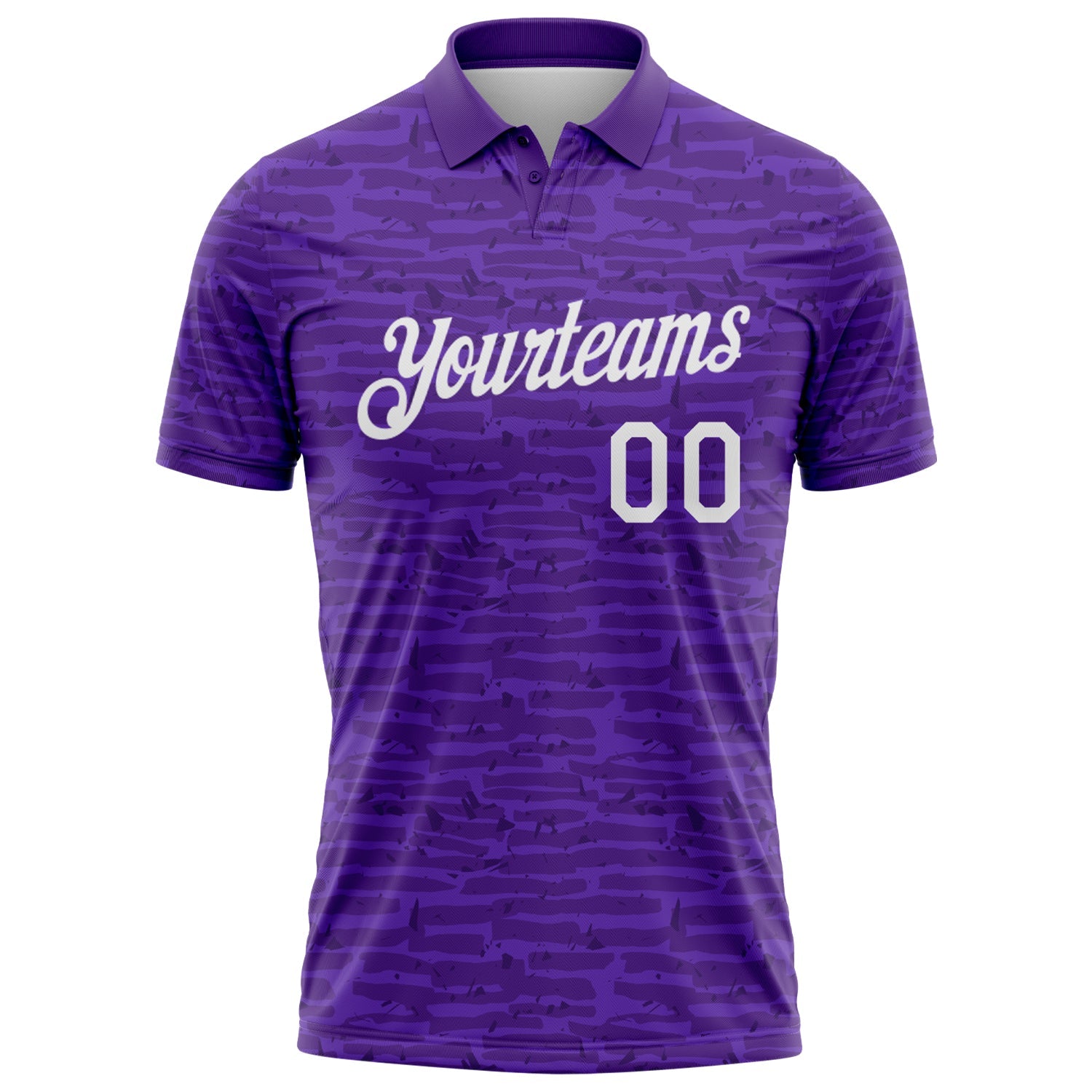 Custom Purple-White Distressed Fragment Brush Stroke Performance Polo Shirt