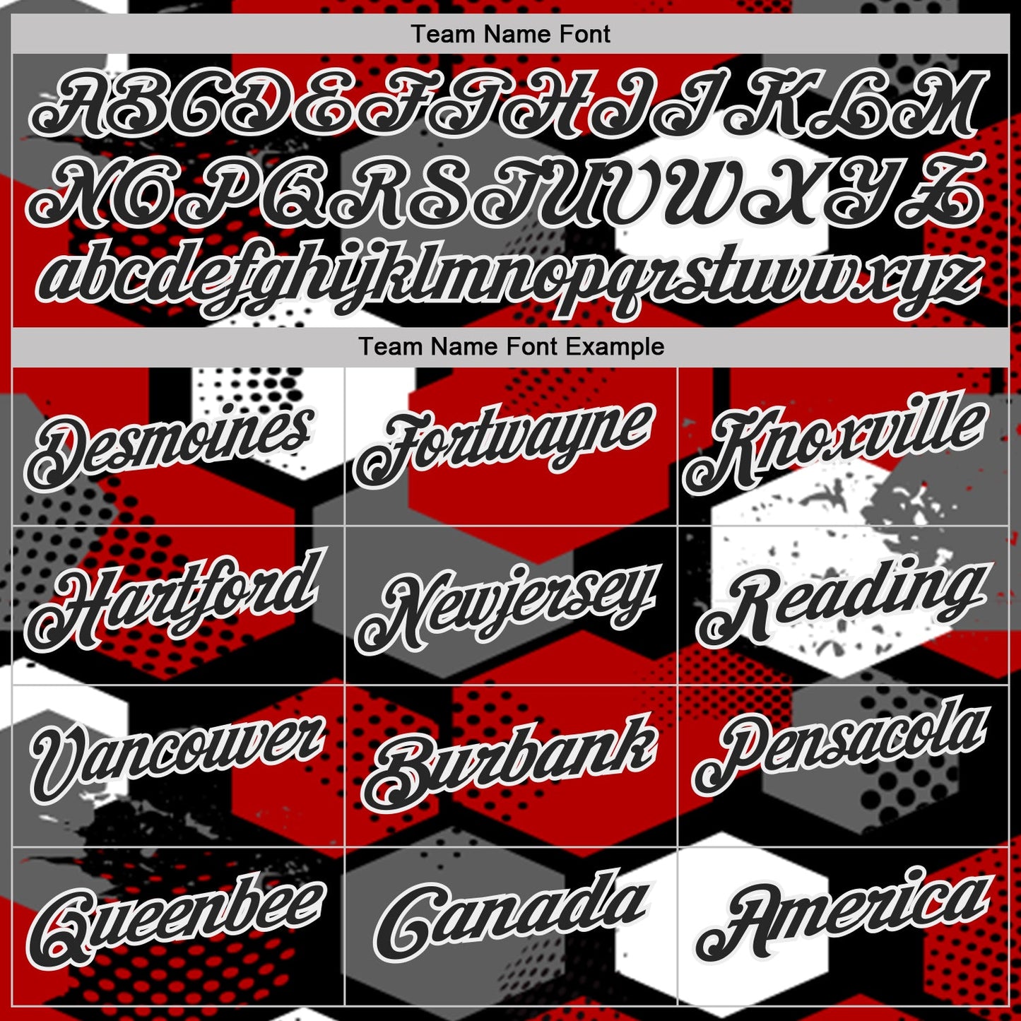 Custom Red Black Gray-White Modern Geometric Tech Hexagon Grid Performance Polo Shirt