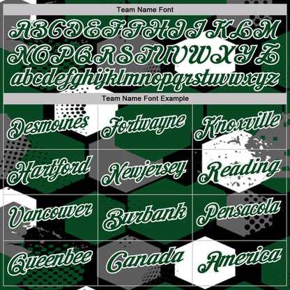 Custom Green Black Gray-White Modern Geometric Tech Hexagon Grid Performance Polo Shirt