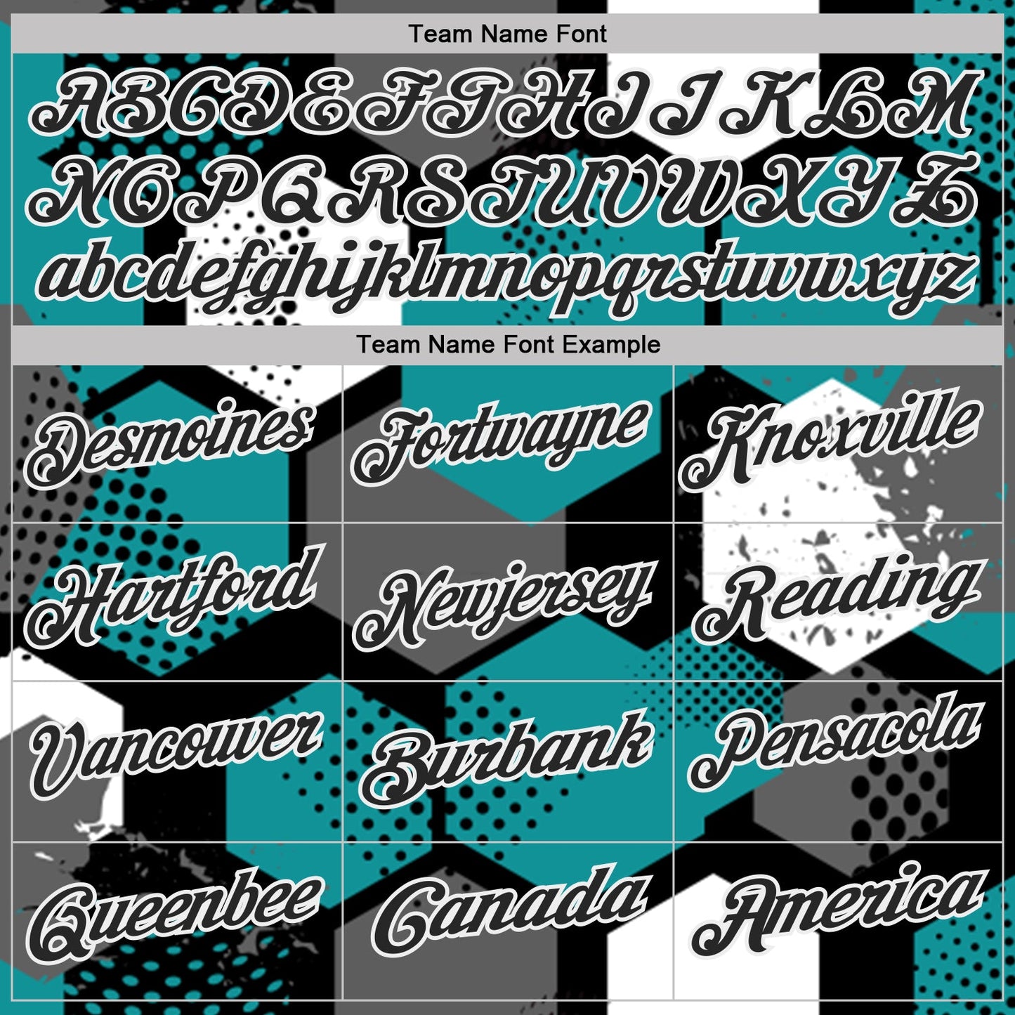 Custom Teal Black Gray-White Modern Geometric Tech Hexagon Grid Performance Polo Shirt