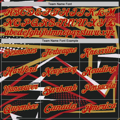 Custom Black Red-Old Gold Dynamic Geometric Shard Performance Polo Shirt