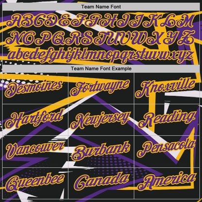 Custom Black Purple-Gold Dynamic Geometric Shard Performance Polo Shirt