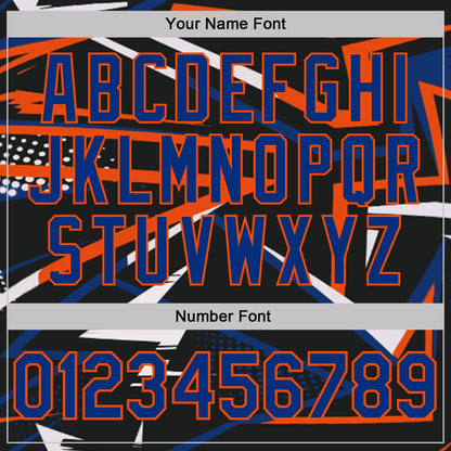 Custom Black Royal-Orange Dynamic Geometric Shard Performance Polo Shirt