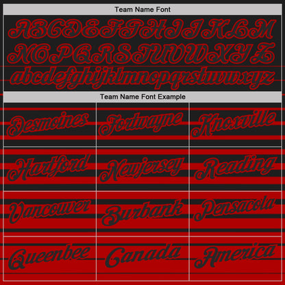 Custom Black-Red Horizontal Gradient Stripe Performance Polo Shirt