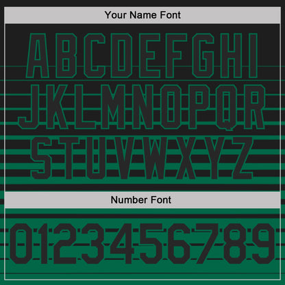Custom Black-Kelly Green Horizontal Gradient Stripe Performance Polo Shirt