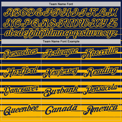 Custom Navy-Gold Horizontal Gradient Stripe Performance Polo Shirt