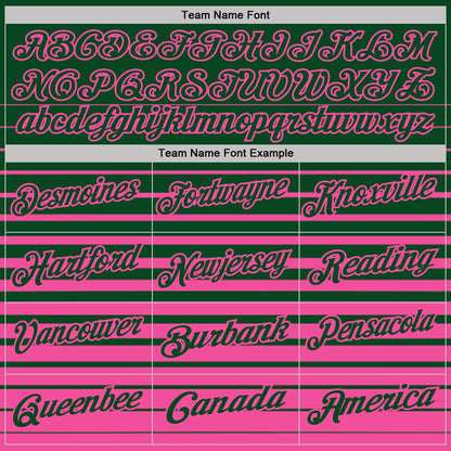 Custom Green-Pink Horizontal Gradient Stripe Performance Polo Shirt
