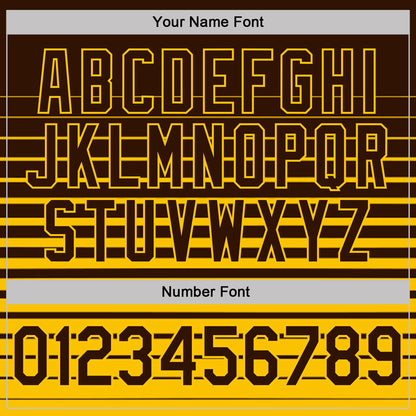 Custom Brown-Yellow Horizontal Gradient Stripe Performance Polo Shirt